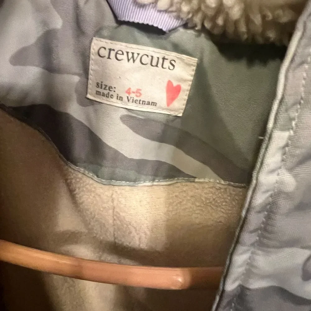 J.crew Girls crewcuts camo print fleece  jacket 4-5